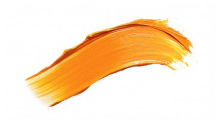 Acrylic orange paint brush strokes, vector bright spiral gradient waves of 3d paint brush texture background. Digital painted paintbrush color paint strokes and smudges isolated on white background