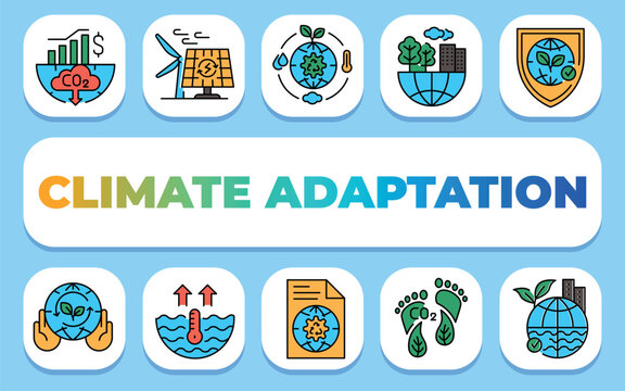Climate adaptation  text concept. Shablon for presentation and Infographics.