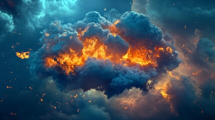 Fototapeta premium Fiery Cloud in Dramatic Sky