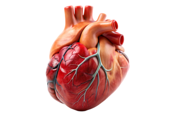 3d human heart anatomy model isolated on transparent background