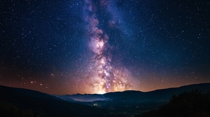 Milky Way Galaxy Illuminated Night Sky Astronomy Photography Starry Background Astroimage.