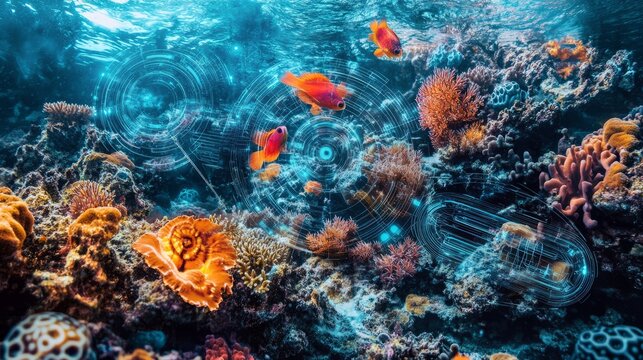 Tech Abstract Coral Overview Holographic Text Tech