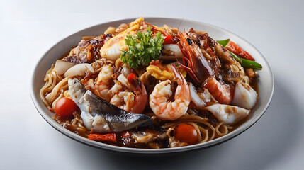 Delicious Seafood Spaghetti with Shrimp, Fish, and Scrambled Eggs