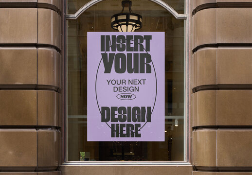 Prominent Empty Poster in Retail Window Located in Sydney City