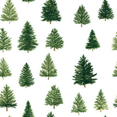 Obraz premium Seamless vector pattern featuring pastel green Christmas trees on a repeat background. Perfect for holiday-themed designs, gift wraps, textiles, and festive decorations.
