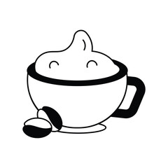 coffee glyph outline icon with white background vector stock illustration