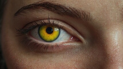 Obraz premium Close up yellow eye, woman's look. 