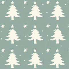 Seamless vector pattern featuring pastel green Christmas trees on a repeat background. Perfect for holiday-themed designs, gift wraps, textiles, and festive decorations.