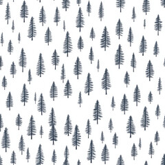 Fototapeta premium Seamless vector pattern featuring pastel green Christmas trees on a repeat background. Perfect for holiday-themed designs, gift wraps, textiles, and festive decorations.