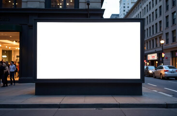 Empty urban panel screen banner. Billboard mock-up city outdoor poster blank street ad sign. 