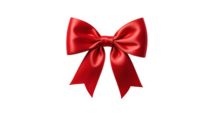  Red Satin Ribbon Bow - Elegant Decorative Gift Wrap Bow for Holidays and Celebrations, transparent background , PNG