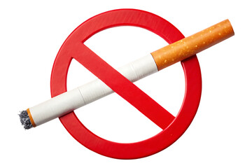 No smoking sign with a cigarette isolated on transparent background 