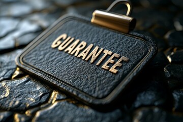A close up image of a guarantee word sign