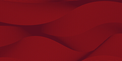 Abstract red background with glowing curve lines. Modern shiny red gradient geometric circle lines pattern. Futuristic concept. Suit for banner, brochure, poster, presentation
