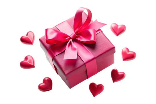 gift box with red ribbon isolated on transparent background