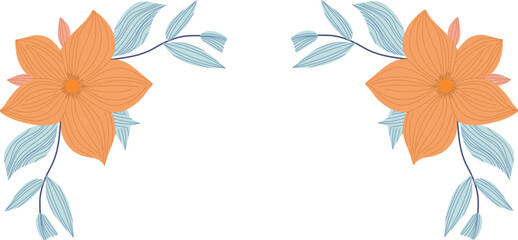 Fototapeta premium A beautifully crafted flower border with elegant botanical details, perfect for invitations, greeting cards, wedding designs, and decorative projects.