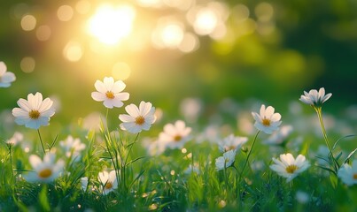 Blurred background of sunny spring meadow