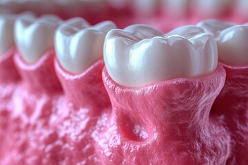 Dental Hygiene and Healthy Teeth Concept with Gum Inflammation and Bleeding Visualization in 3D
