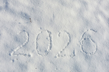 New Year 2026. figures in the snow. winter holidays. background for the design.  the year of the horse.
