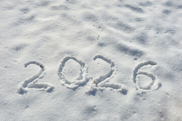 New Year 2026. figures in the snow. winter holidays. background for the design.  the year of the horse.