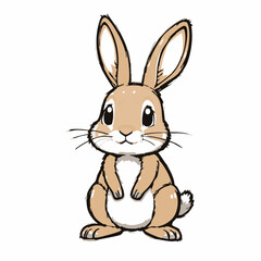 Cute cartoon bunny sitting illustration. Vector image