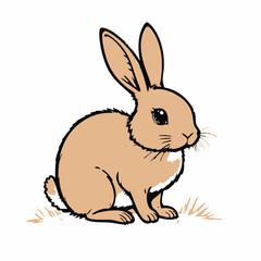 Obraz premium Cute Cartoon Bunny Sitting in Grass. Vector image