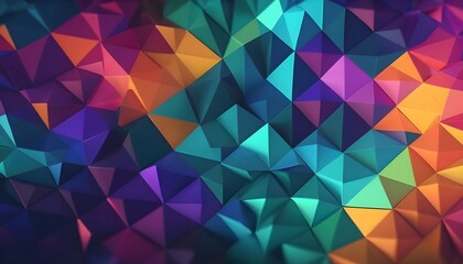 Geometric Low-Poly Background with Vibrant Multicolor Reflections
