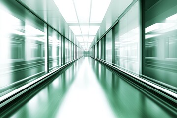 Obraz premium Modern Business Corridor with Glossy Glass and Futuristic Design Elements