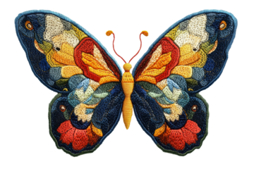 Colorful butterfly embroidery design with intricate details