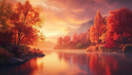 sunset over the river