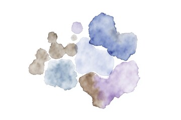 Obraz premium watercolor painting of blue and purple shapes on a white background