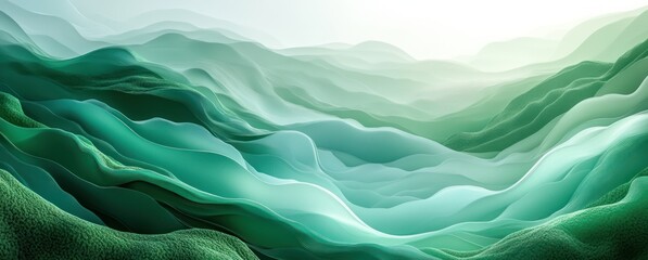 Obraz premium Eco-Friendly Geometric Abstract Design with Green Shapes on White Background