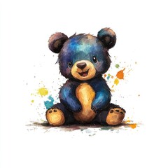 Colorful Hand-Drawn Bear Cartoon for Kids Print T-Shirt, Poster, Envelope, and Postcard Illustration