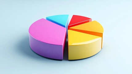 Obraz premium A basic D pie chart with easily distinguishable colors, perfect for business or academic presentations.