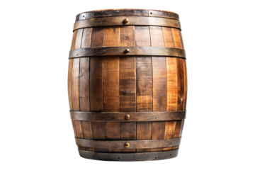 Wooden beer barrel isolated on a transparent background