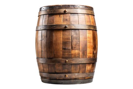 Wooden beer barrel isolated on a transparent background