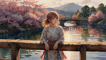 young woman sitting on a bench