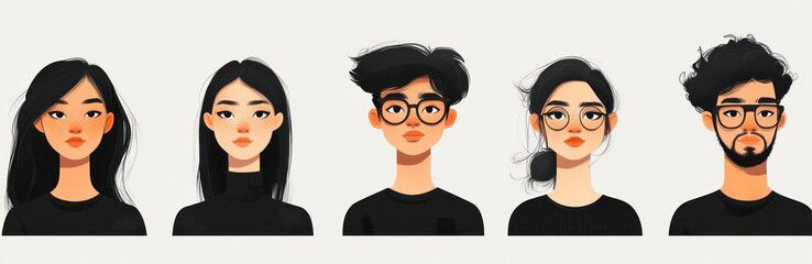 Minimalist Avatar Icon, Professional Person Illustration, Black and White Silhouette on White Background