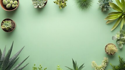 A pastel green layout with small blooming plants and space for text. picture