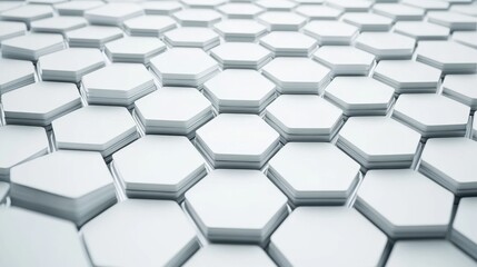 Fototapeta premium Exploring the elegance of hexagonal patterns on a white canvas for modern design and technology concepts