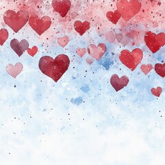 Valentine's Day Watercolor Hearts: Romantic Love Illustrations in Artistic Style