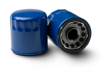 Two oil filters isolated on transparent background
