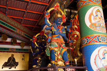 Fudo Myoo statue or Acala in Daitou or Great Peace Pagoda for japanese people visit and praying of...