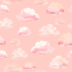 Soft pink clouds float gently across a serene pastel backdrop creating a calming atmosphere for various designs