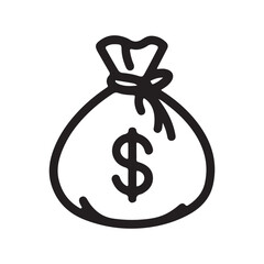 Money bag icon line art vector illustration