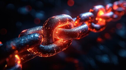 Glowing chain link close-up.