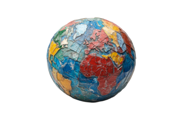 Colorful globe showcasing world continents in bright hues
