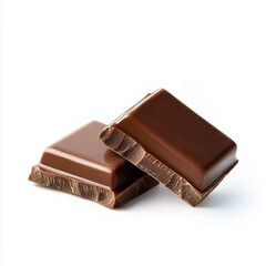 chocolate isolated on white background, 
Composition of flying pieces of chocolate, white background, isolated objects, realistic, cut chocolate
