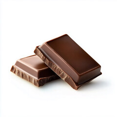 chocolate isolated on white background, 
Composition of flying pieces of chocolate, white background, isolated objects, realistic, cut chocolate