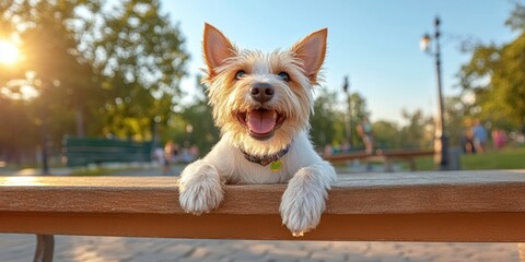 Dog in park banner
